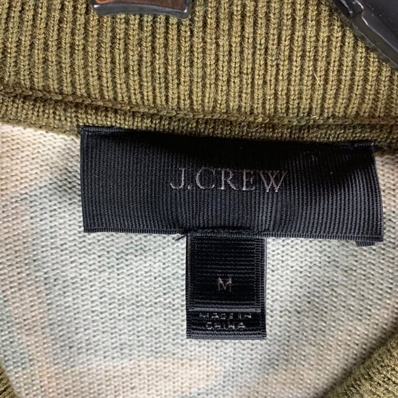 J.Crew Women's Wool Blend Full Zip Camouflage Bomber Sweater Jacket Size M 8743 - Picture 2 of 8